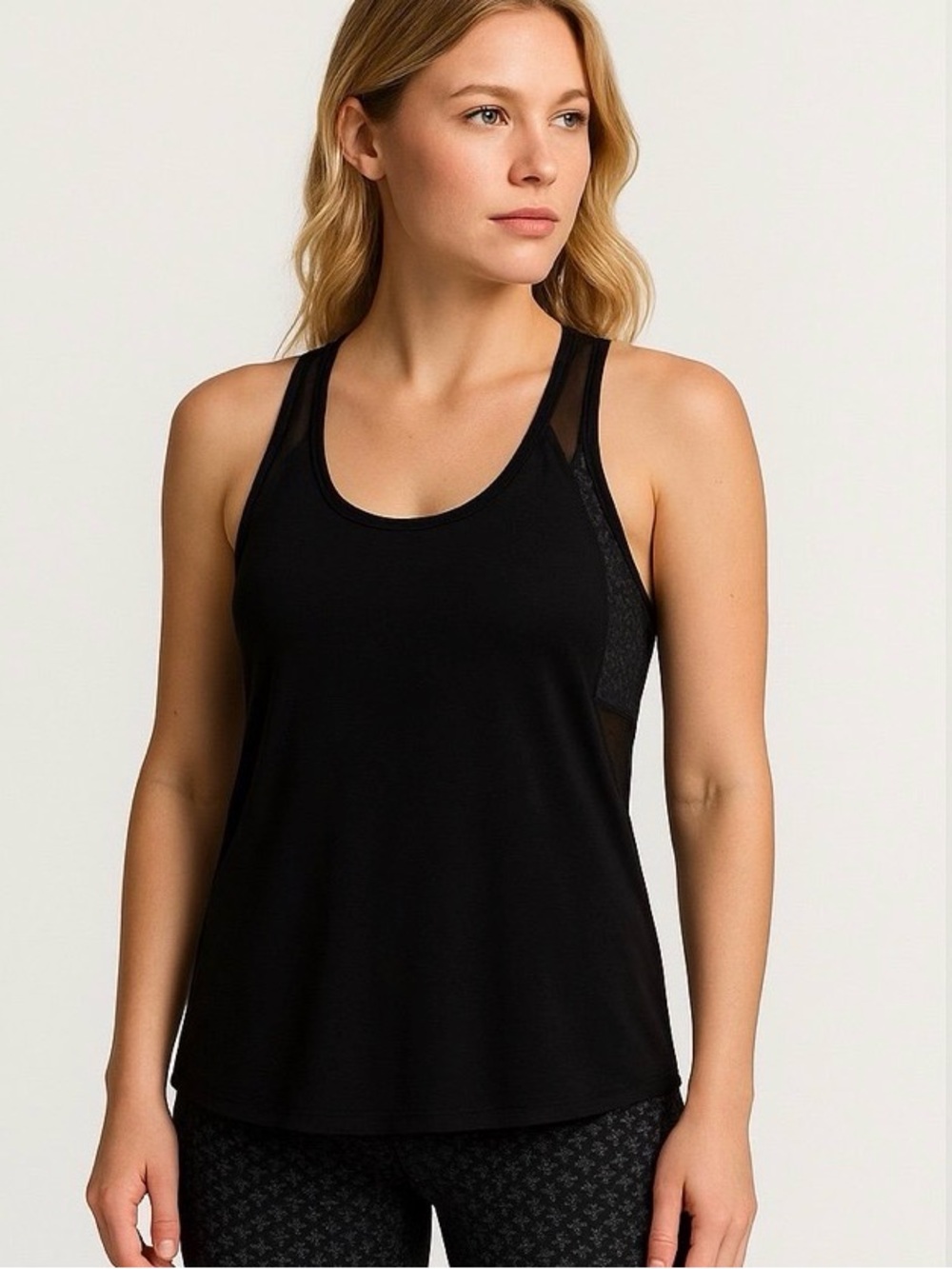 VSX Victoria’s Secret Pima Cotton Racerback Tank Black Medium Mesh Athletic Top